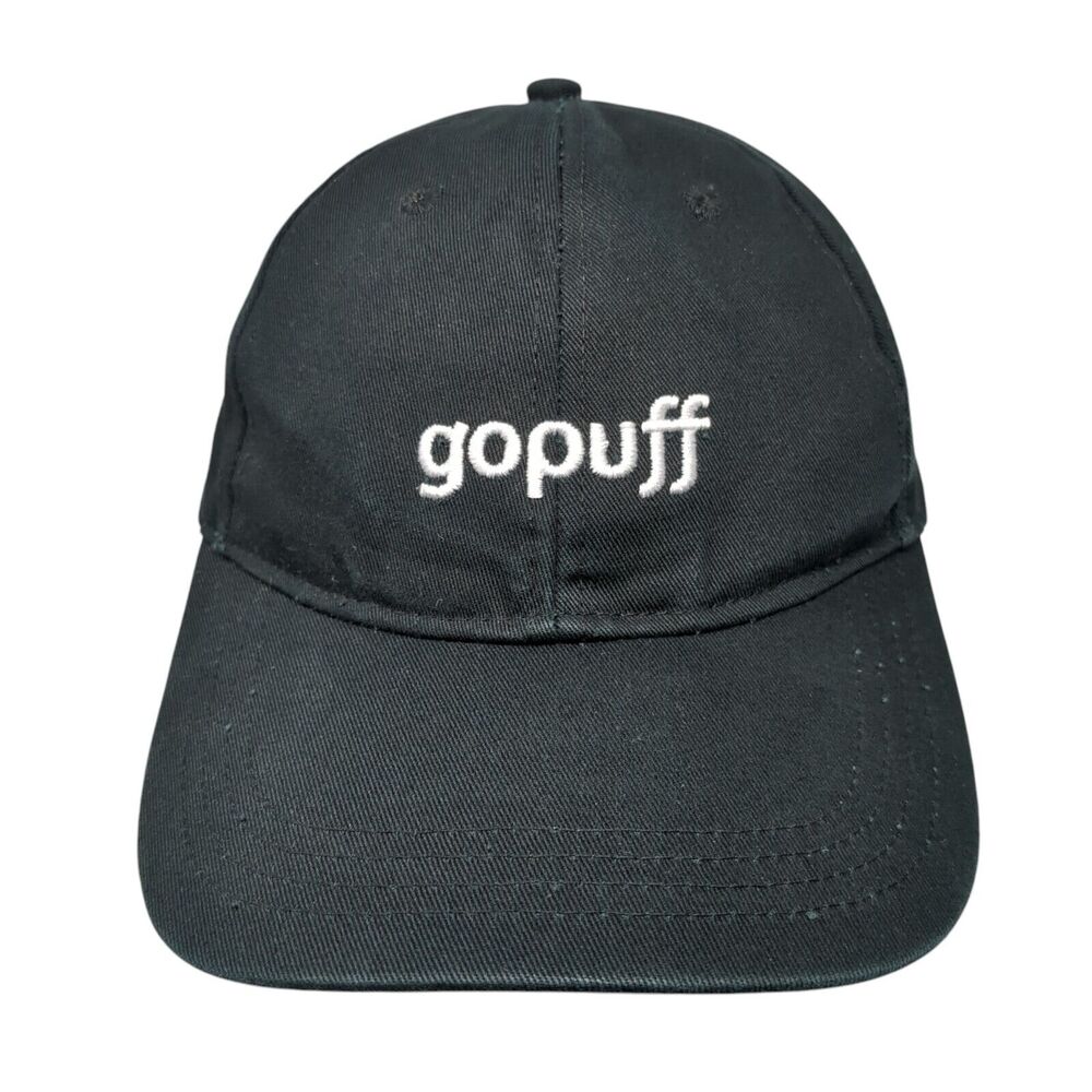 gopuff Slideback Baseball Cap Black One Size Adjustable Embroidered 6 Panel